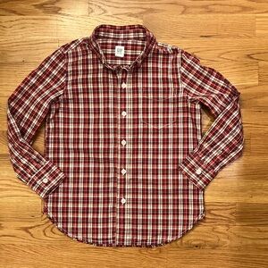 GAP Kids Red and White Checkered Button Down Shirt Small Holiday